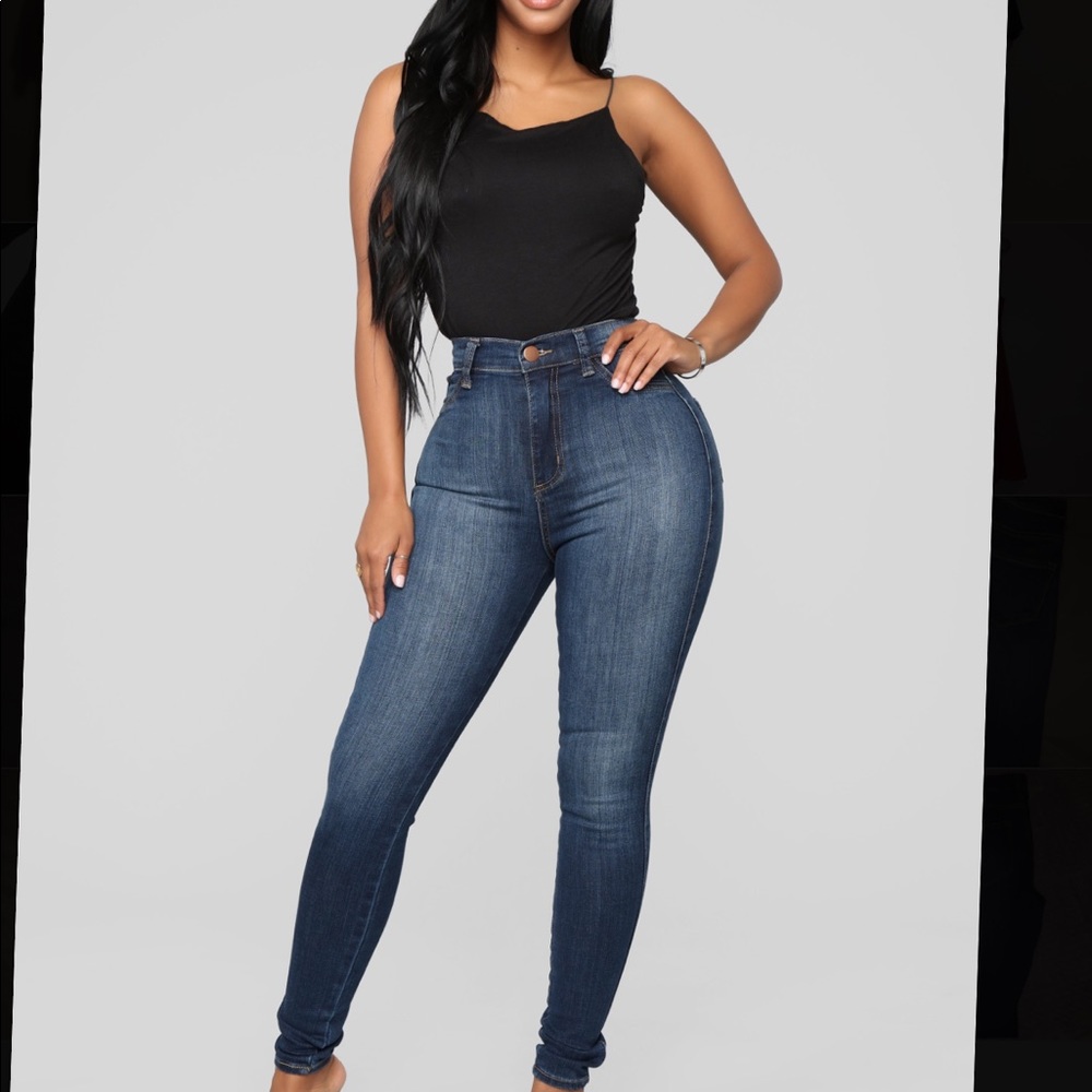 Fashion Nova Lux High Waist Skinny Jeans in Dark